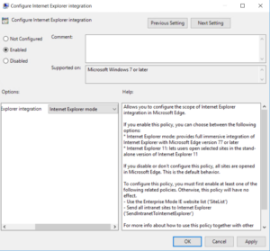 Internet Explorer Integration GPO