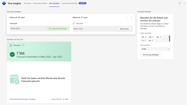 Viva Insights Zeit buchen