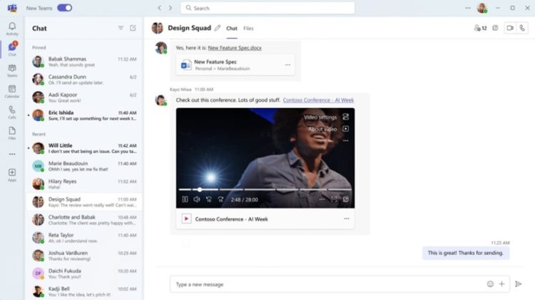 Verbesserungen Videos Teams Chat